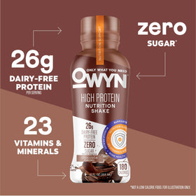 OWYN nutrition panel highlights 26g protein and vitamins for daily nutrition
