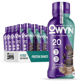 OWYN Only What You Need bottle pour for a convenient post-workout protein option.
