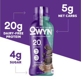 OWYN Only What You Need ingredients close-up with spoon, showing nutrient-dense greens blend.