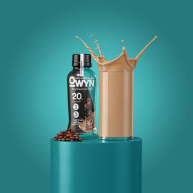 OWYN packaging on shelf emphasizes shelf-stability and allergen-friendly formula