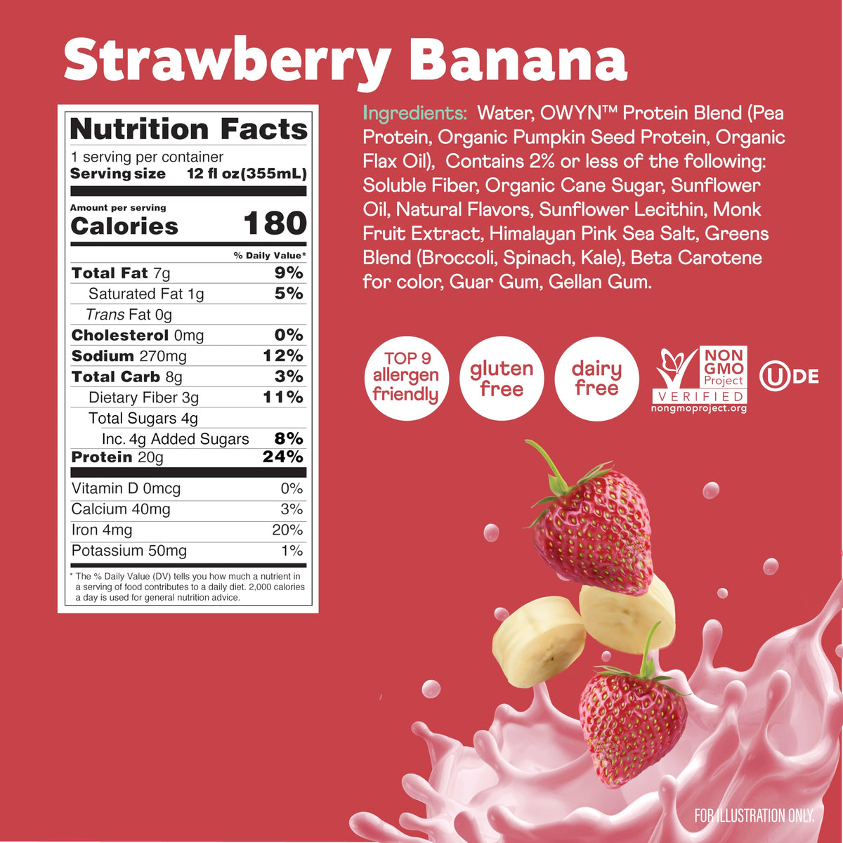 OWYN plant-based protein ingredients include kale, broccoli, and spinach