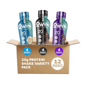 OWYN protein shake vanilla bottle shows dairy-free plant-based protein for daily fueling.