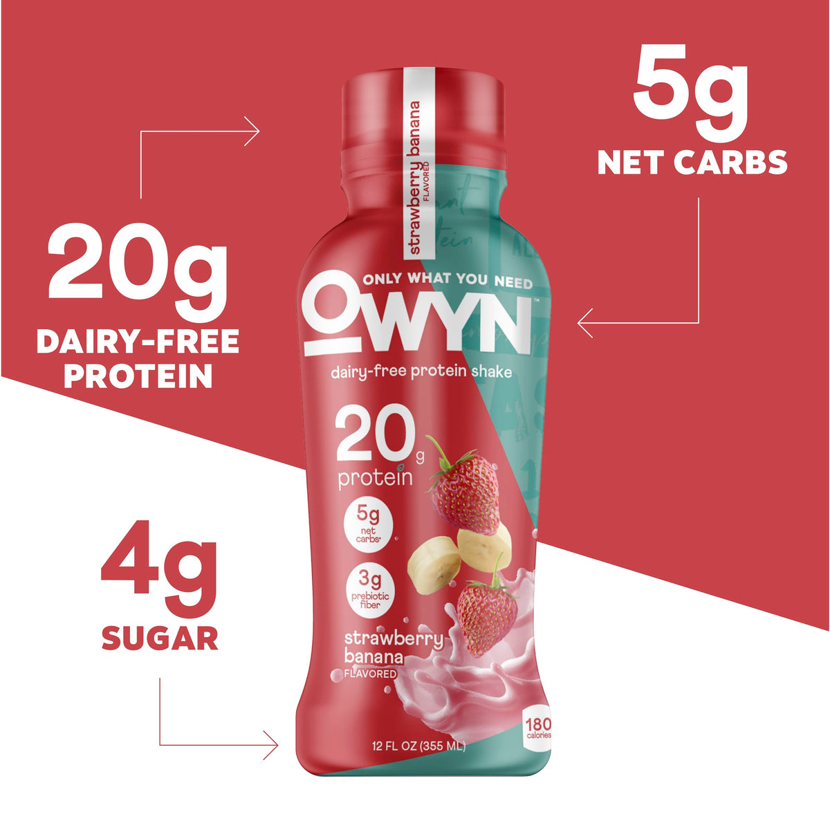OWYN shake pour into glass, on-the-go protein for workouts.