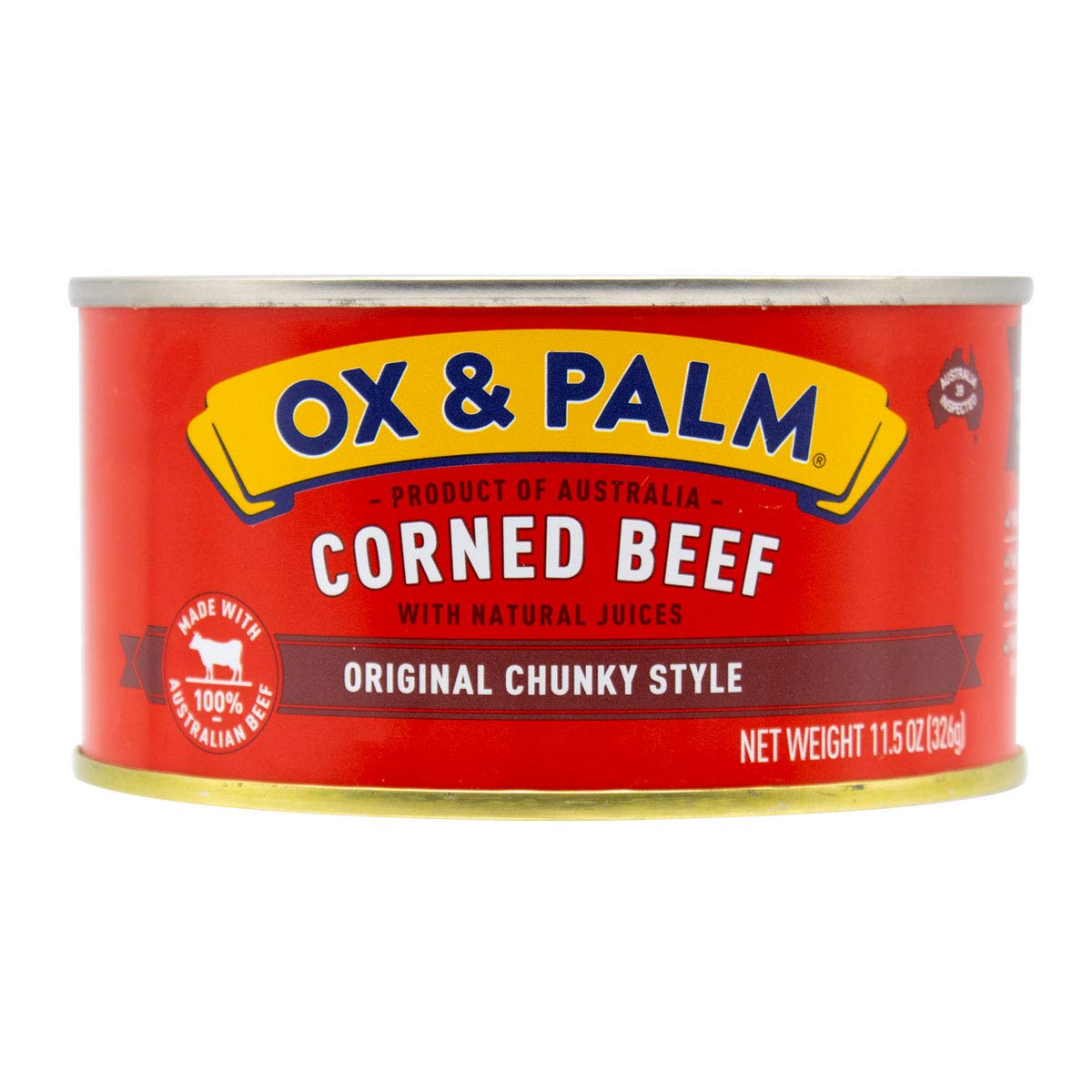 Ox and Palm Corned Beef Original Chunky pack shot highlighting family meals.