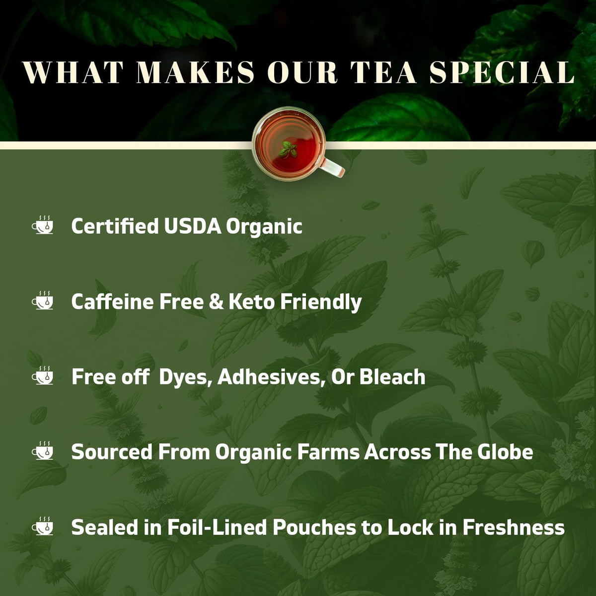 Oxify mint aroma enhances your soothing tea ritual