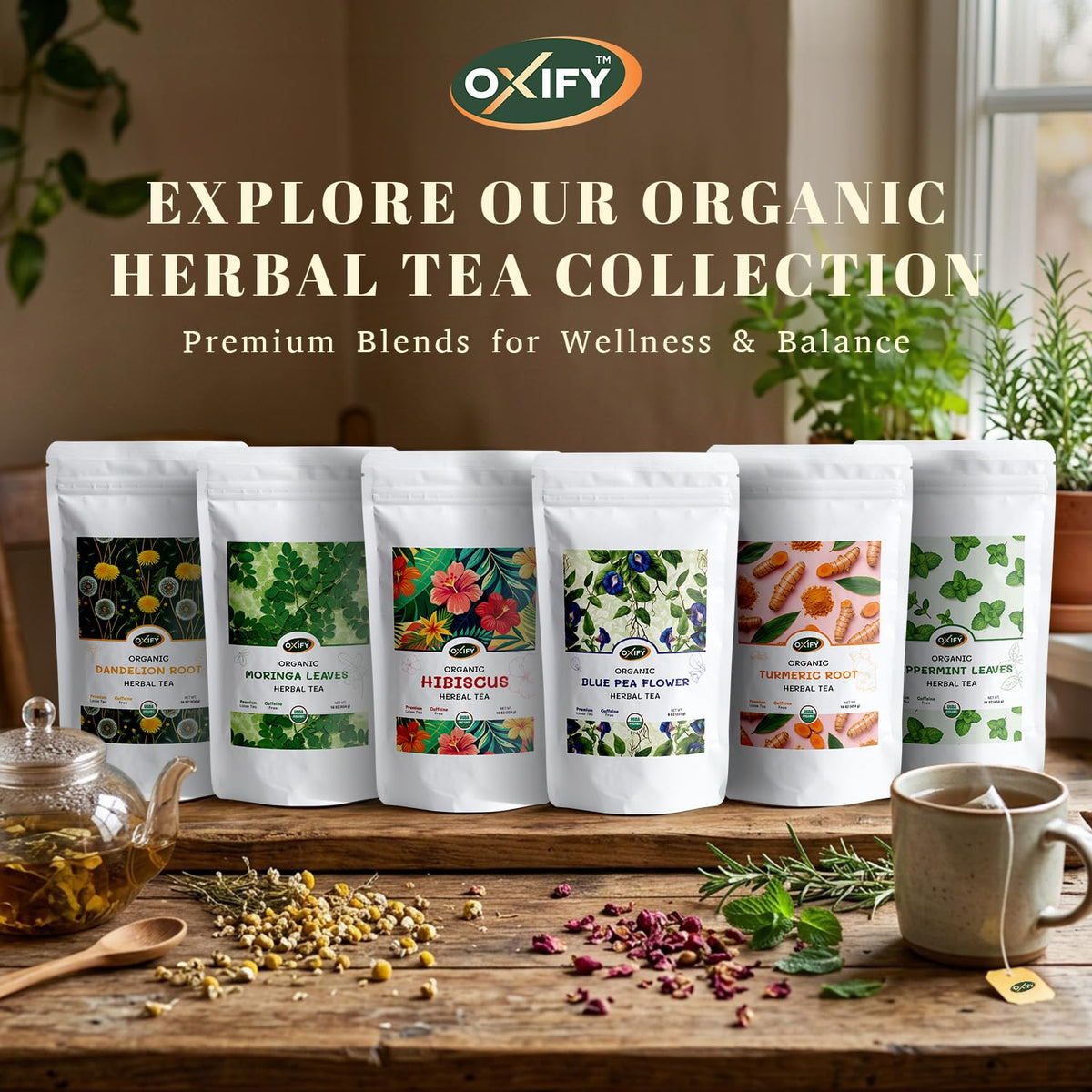 Oxify caffeine-free herbal blend suitable for any time of day