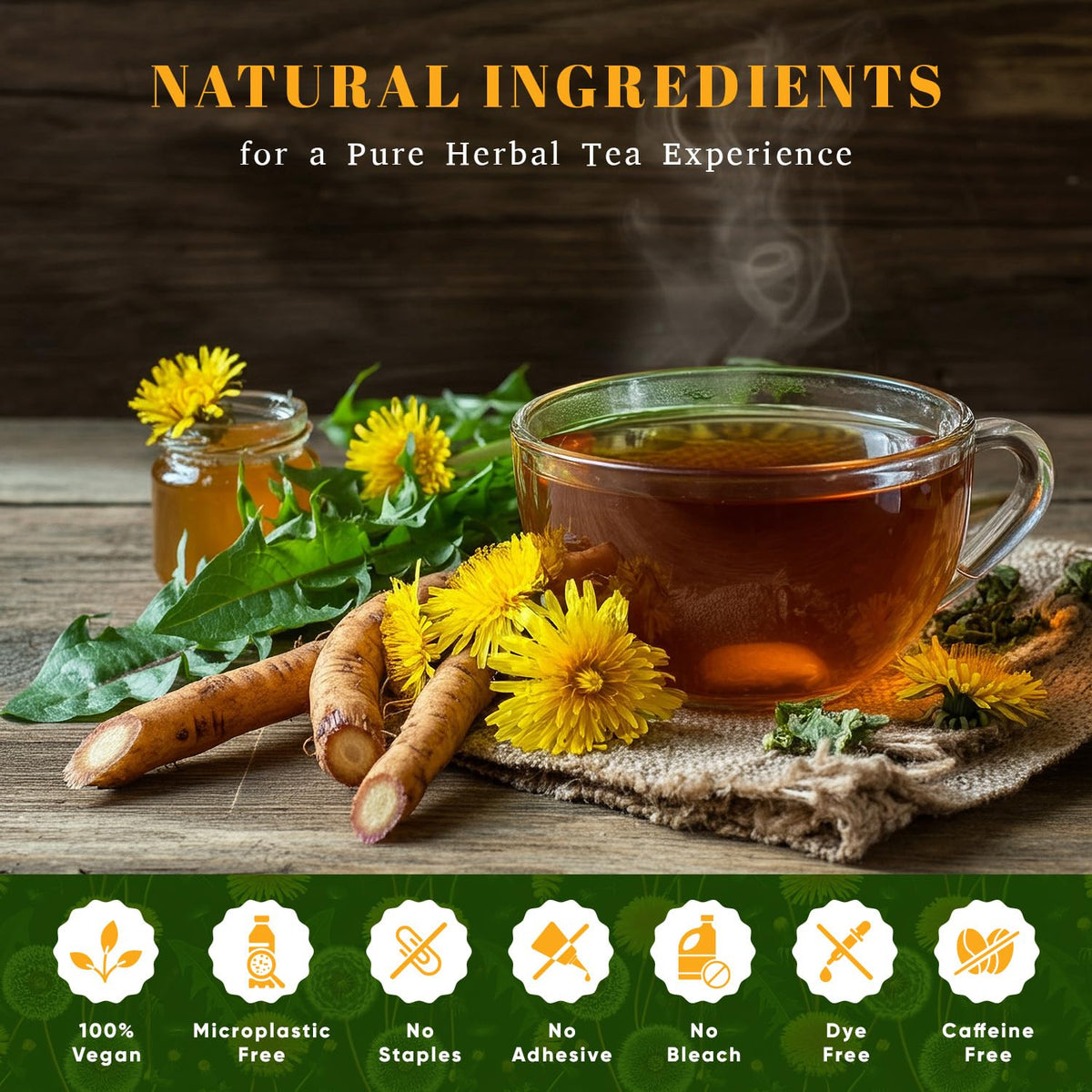 Chilled Oxify Dandelion Root Tea served over ice