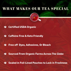 Oxify hibiscus tea in an infuser brewing a fragrant cup