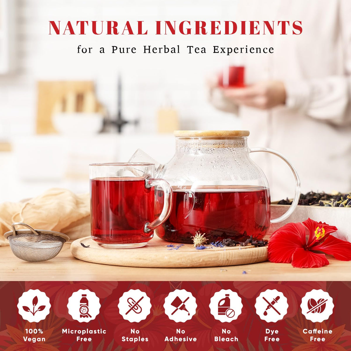 Oxify Organic Hibiscus loose leaf scoop ready for precise strength control
