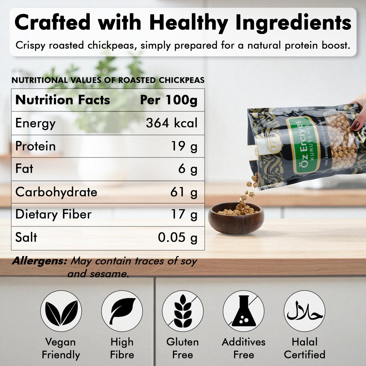 OZ ERCIYES chickpeas, a plant-based healthy snack option.