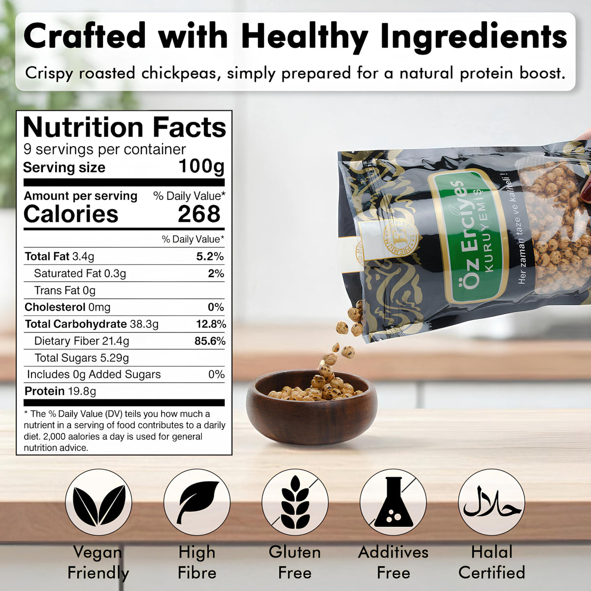 OZ ERCIYES roasted chickpeas handy for on-the-go snacking.