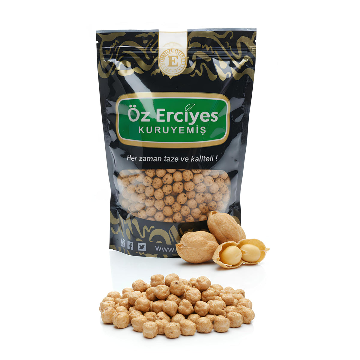 OZ ERCIYES roasted chickpeas bag front, protein-packed snack on the go.