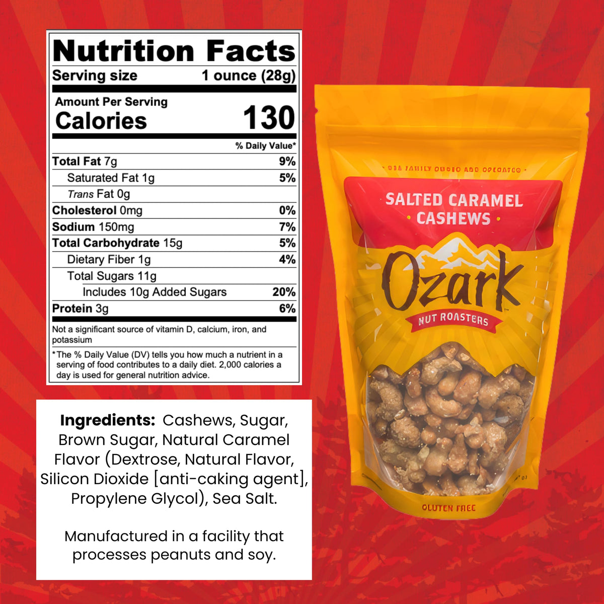 Ozark Nut Roasters Grab-and-Go Pouch, convenient snack when you’re busy or traveling.