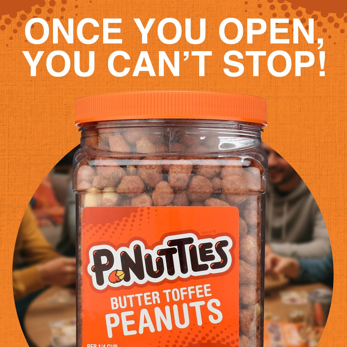 P-Nuttles Butter Toffee Peanuts on a desk for office snack moments