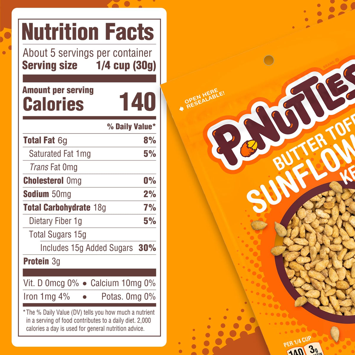 P-Nuttles resealable bags closeup showcases easy access and freshness.