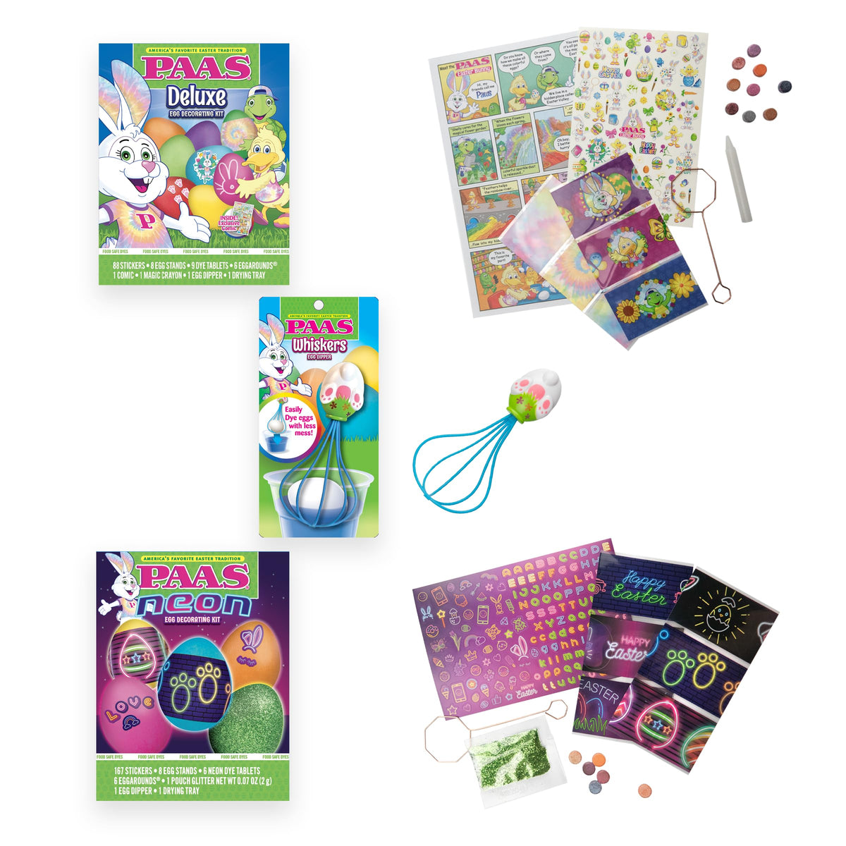 PAAS Easter Deluxe Kit packaging showing complete decorating options.