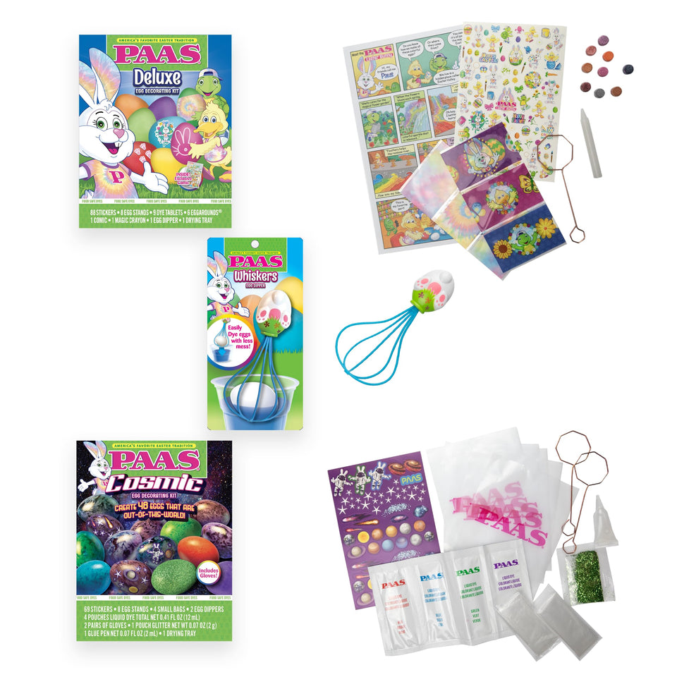PAAS Easter Egg Decorating Bundle deluxe kit contents for easy setup