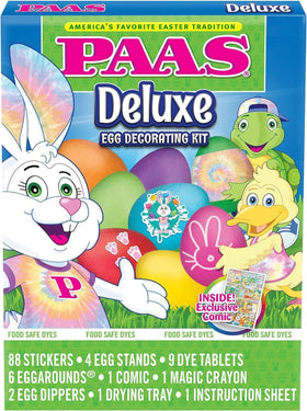 PAAS nine dye colors for vibrant eggs and creative experiments.