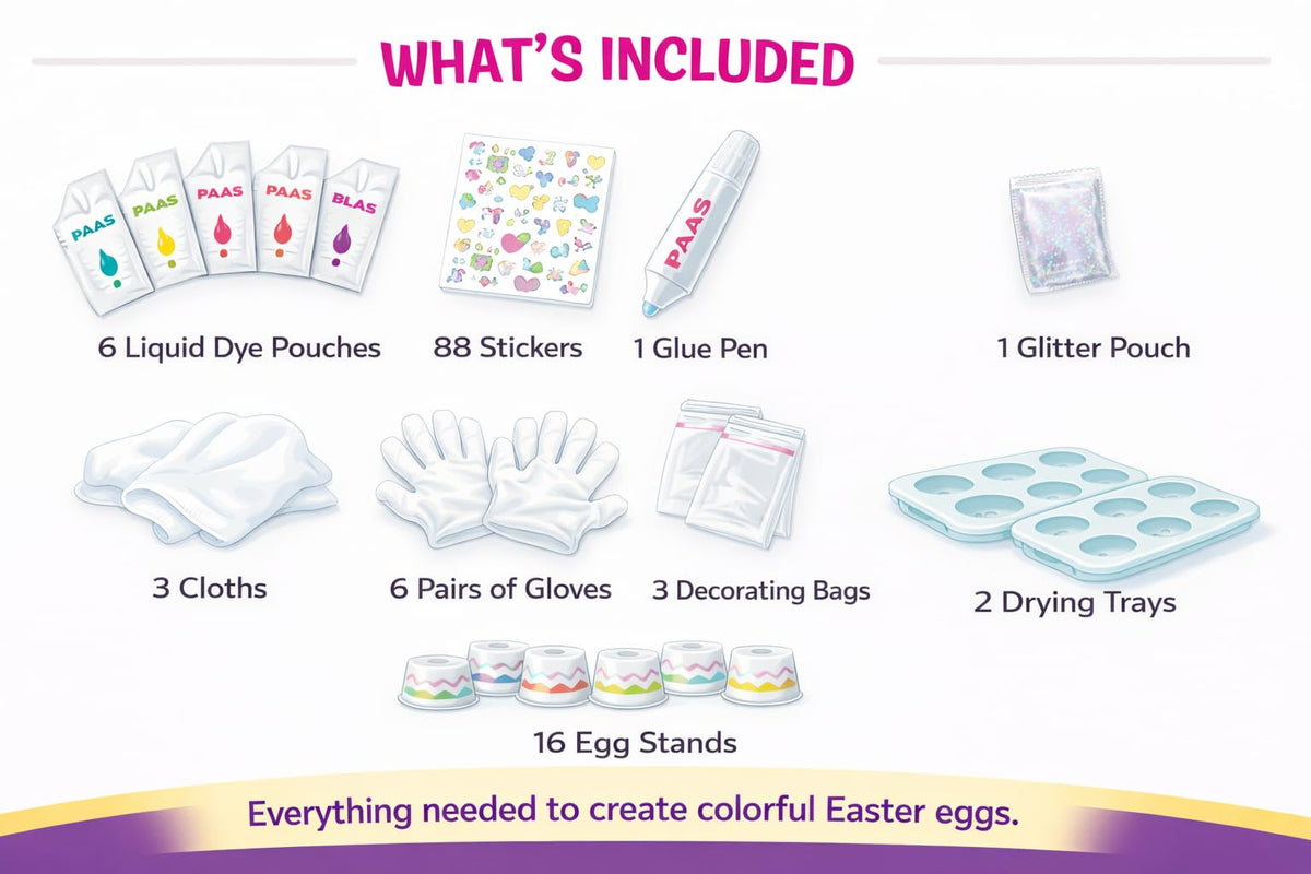 PAAS Eggstreme family decorating scene shows kids enjoying easy mess-friendly crafting