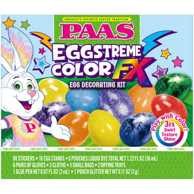 PAAS Eggstreme swirl finish on an egg boosts color depth for bold Easter displays