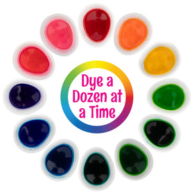 PAAS Megga Color Cups illustrate kids enjoying color-drenched eggs with minimal cleanup.