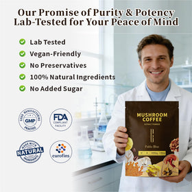 Pablo Blue morning routine with mushroom coffee ready in seconds
