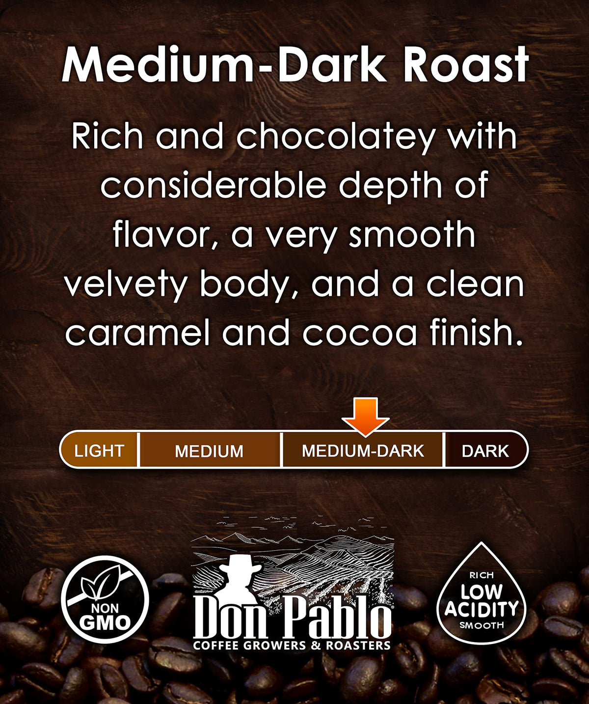 Pablo's Pride low-acidity aroma highlights a smooth, balanced cup.