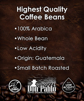 Pablo's Pride medium-dark roast beans ready for grind and brew.