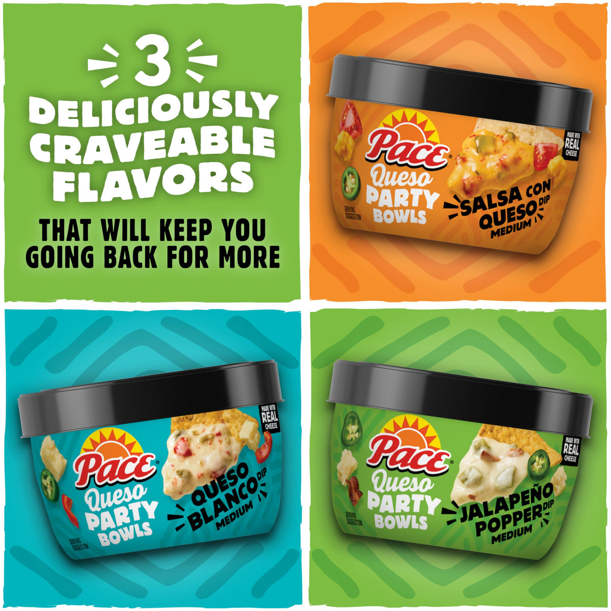 Pace Jalapeño Popper Dip label close-up highlights real cheese and flavor.