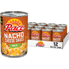Close-up of Pace Mild Nacho Cheese Sauce shows creamy texture ideal for dipping.