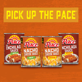 Pace Mild Nacho Cheese Sauce party platter with chips ready.