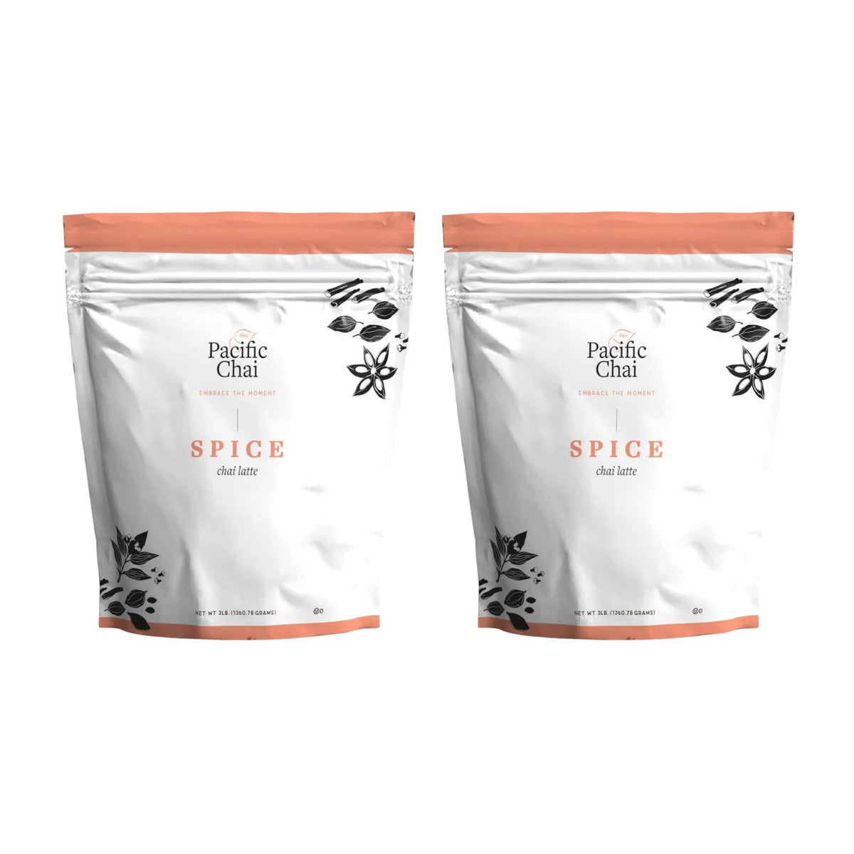Pacific Chai spiced chai latte mix packaging for convenient, cafe-style home prep