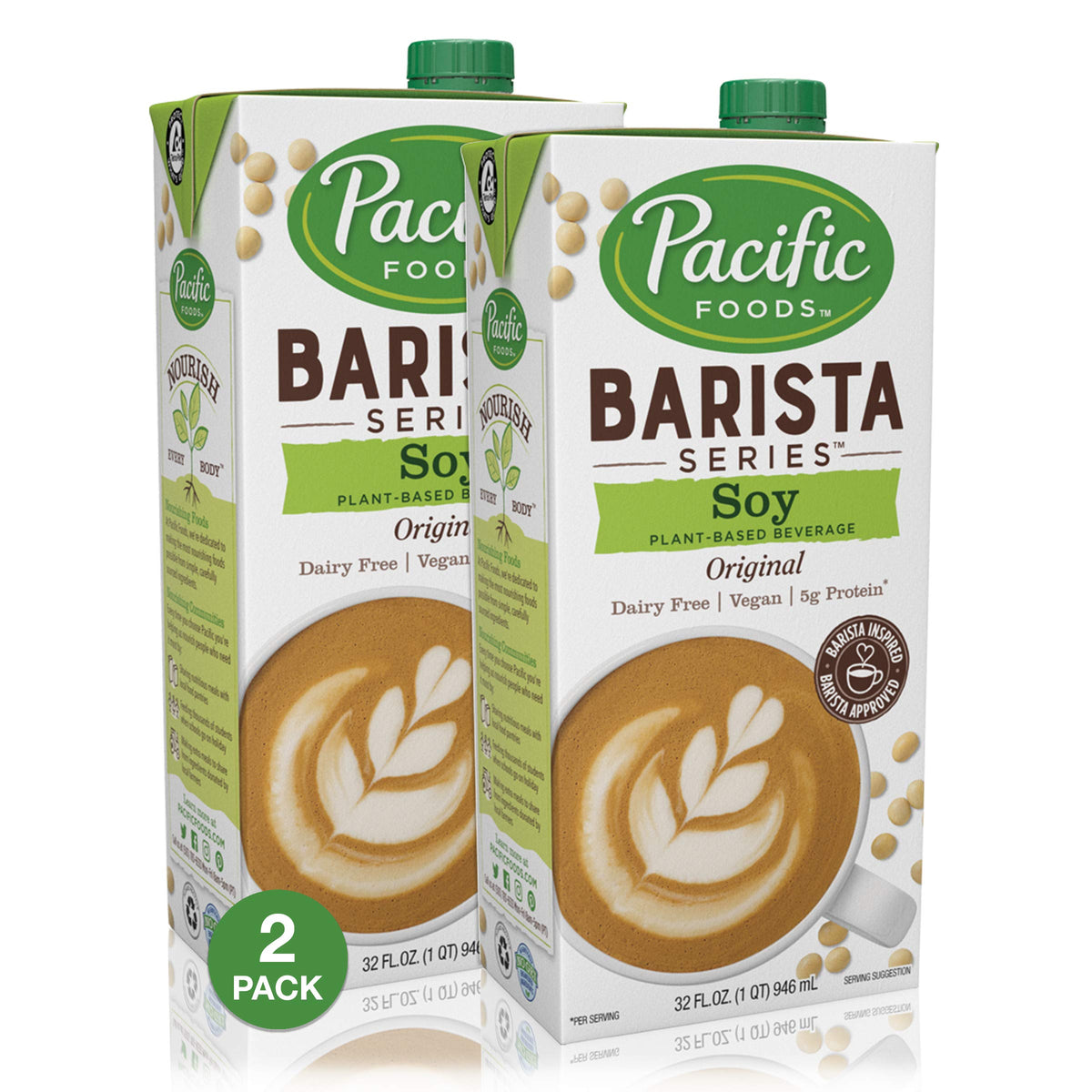 Pacific Foods Barista Series Soy Milk Original 32 oz bottle for creamy coffee
