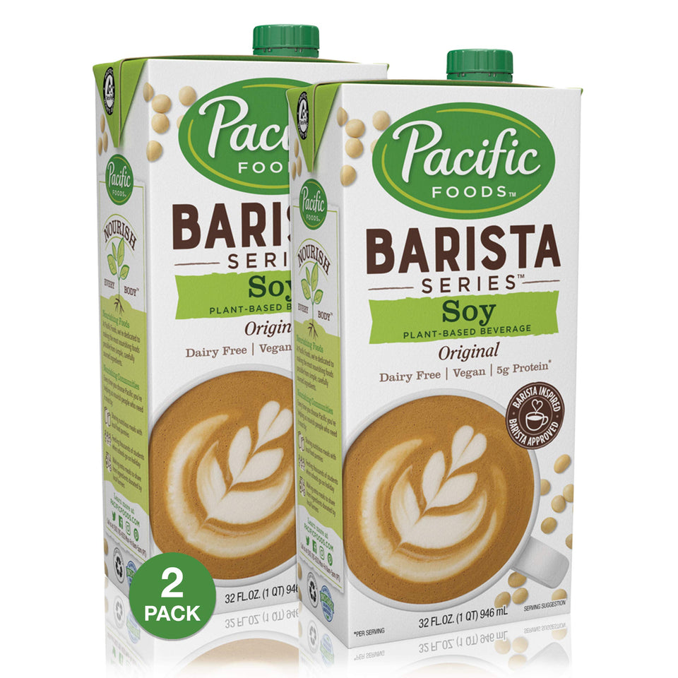 Pacific Foods Barista Series Soy Milk Original 32 oz bottle for creamy coffee