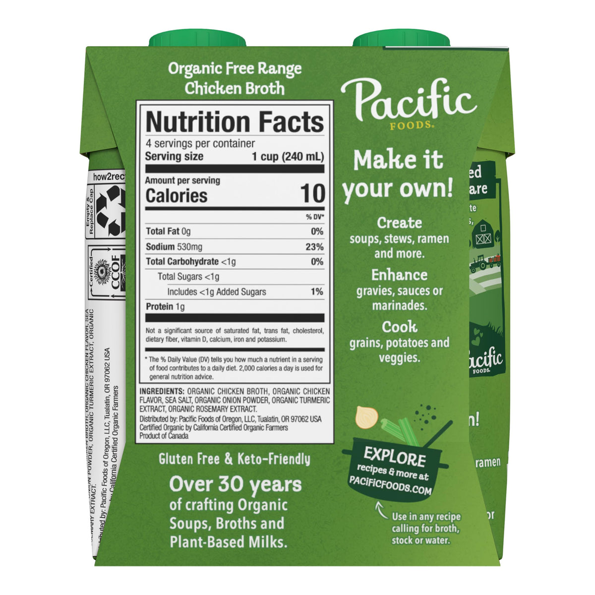 Pacific Foods broth added to grains, potatoes, and vegetables.