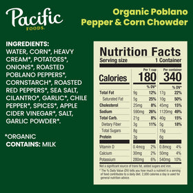 Pacific Foods fire-roasted poblano peppers and corn create a smoky chowder flavor.