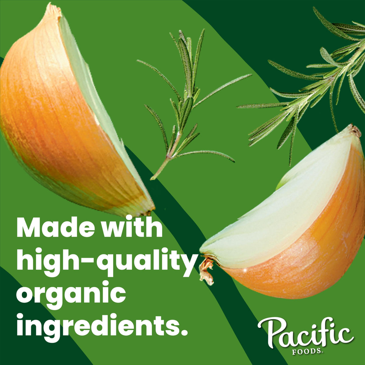 Pacific Foods Free Range Chicken Broth label emphasizes organic ingredients.