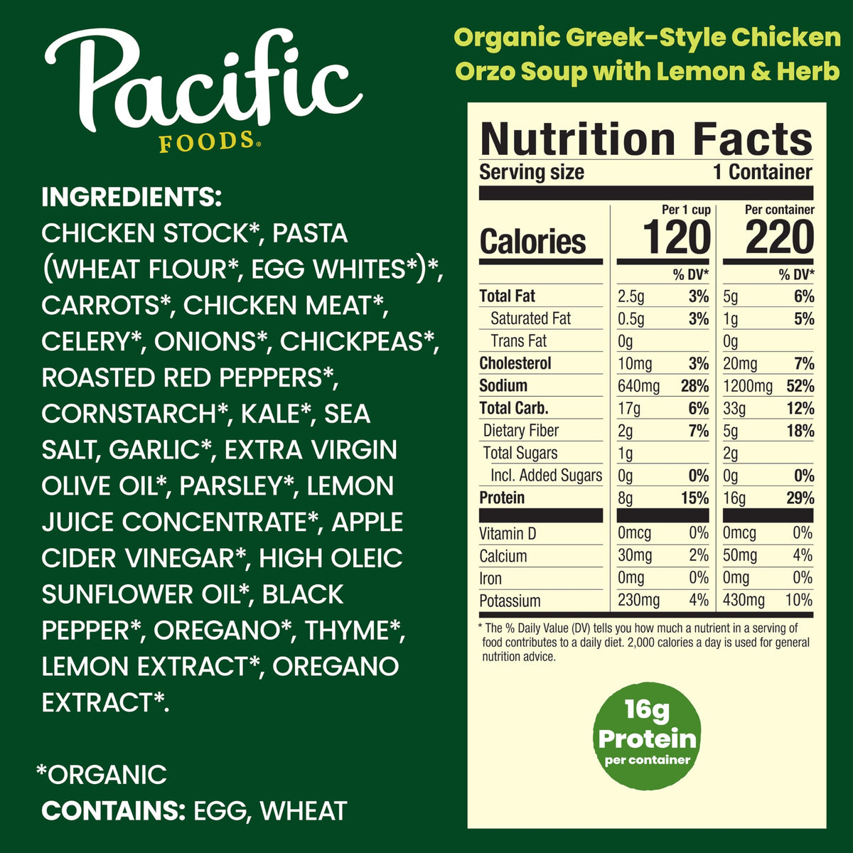 Pacific Foods Greek-Style Chicken Orzo Soup ready-to-heat option for lunches.