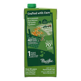 Pacific Foods hemp milk in a kitchen setting for dairy-free recipes.