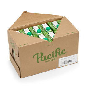 Pacific Foods hemp milk pack 12 showing dairy-free versatility for smoothies and baking.