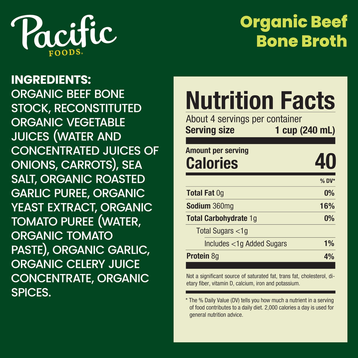Pacific Foods Organic Beef Bone Broth cup steaming, ready to sip or cook