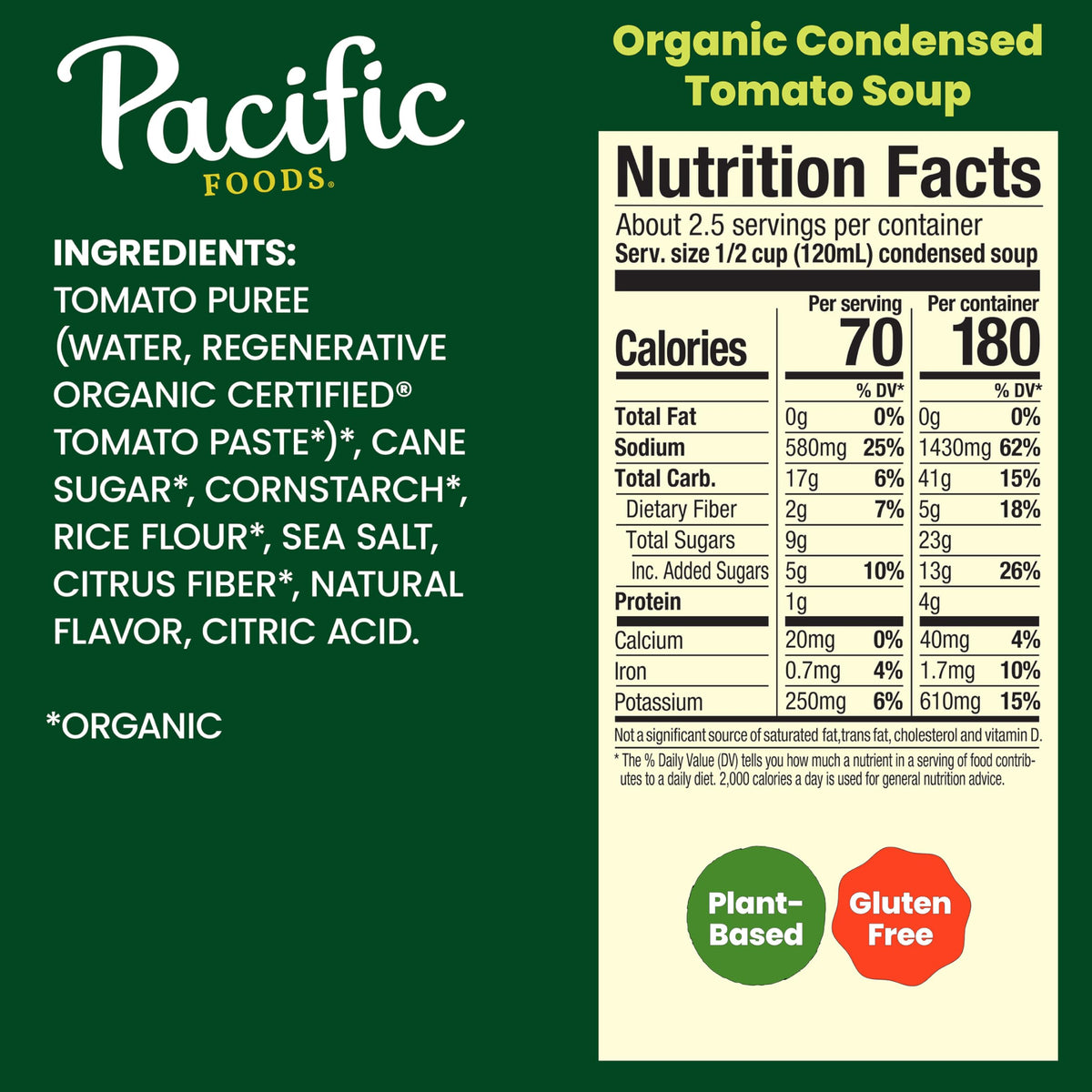 Pacific Foods label detail shows Regenerative Organic Certified tomato paste