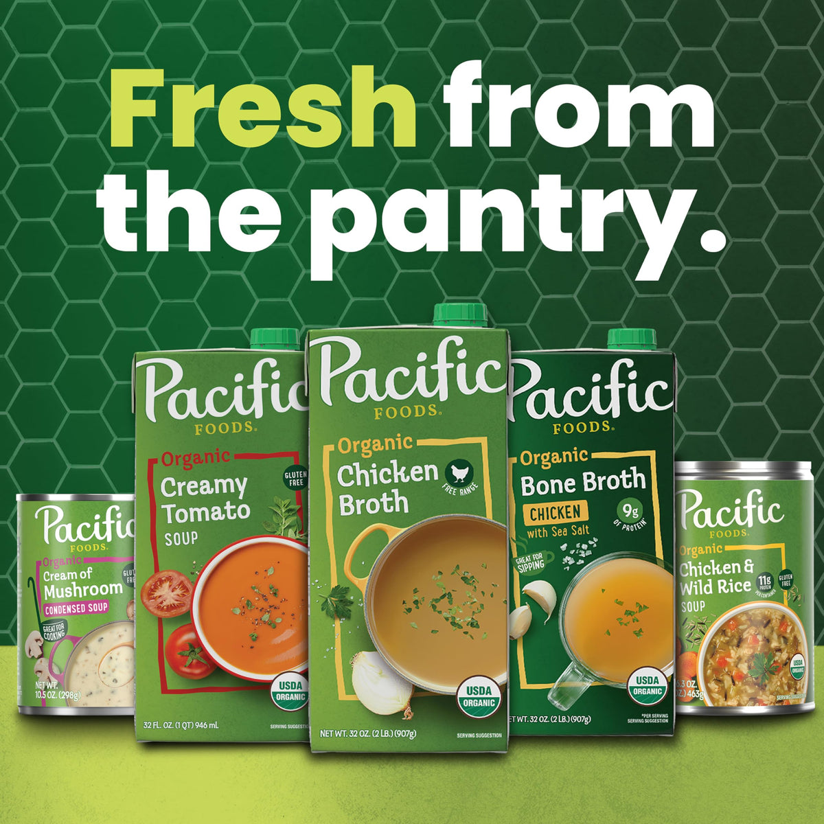 Pacific Foods 12-pack cartons ready for easy meal prep