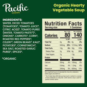 Pacific Foods organic vegetables blend with tomatoes, green beans, and peppers for a hearty base.