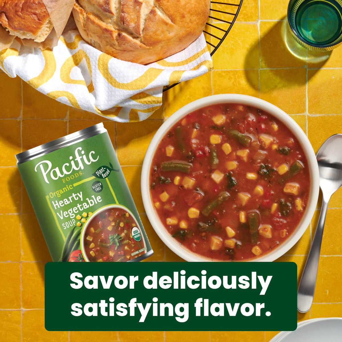 Pacific Foods pack of 12 cans offers bulk convenience for quick meals.
