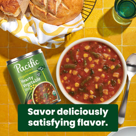 Pacific Foods pack of 12 cans offers bulk convenience for quick meals.