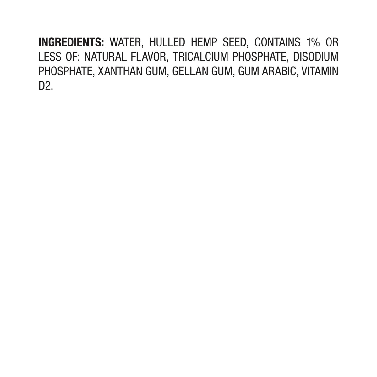Close-up of nutrition facts for Pacific Foods hemp milk, highlighting calcium and vitamin D.