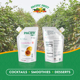 Pacific Fruit Pura Fruta ingredients shot with mango and passion fruit for flavor layering.