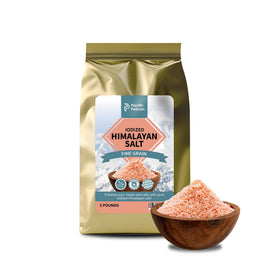 Pacific Pelican iodized Himalayan pink salt fine-grain crystals in a jar for cooking