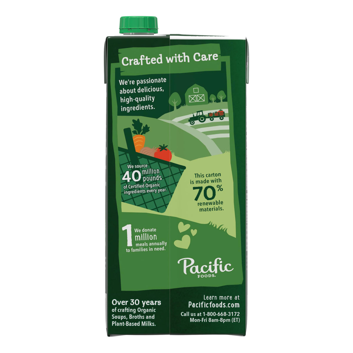 Pacific Foods Organic Unsalted Chicken Bone Broth ingredients chart highlights non-GMO, gluten-free, paleo-friendly use
